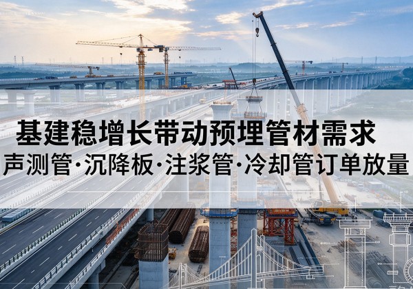 浦东新区基建稳增长带动预埋监测管材需求，声测管、沉降板、注浆管订单持续放量